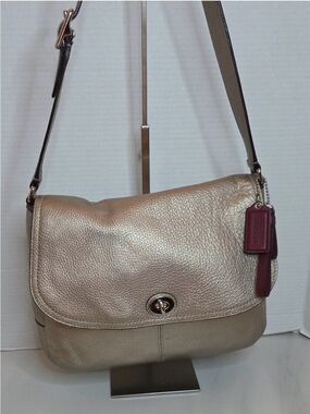 Coach Legacy Flap Bag in Taupe Metallic Leather